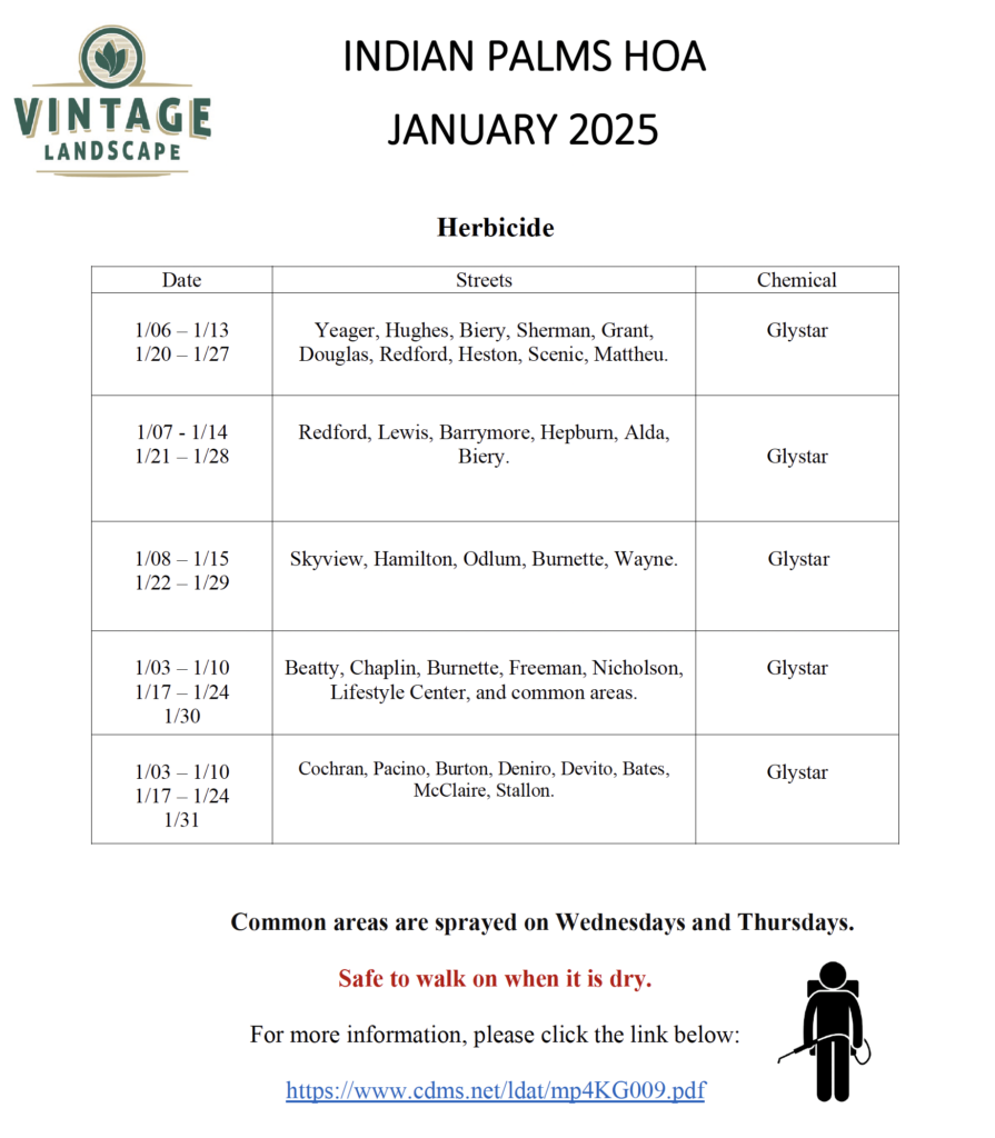 herbicide schedule january 2025